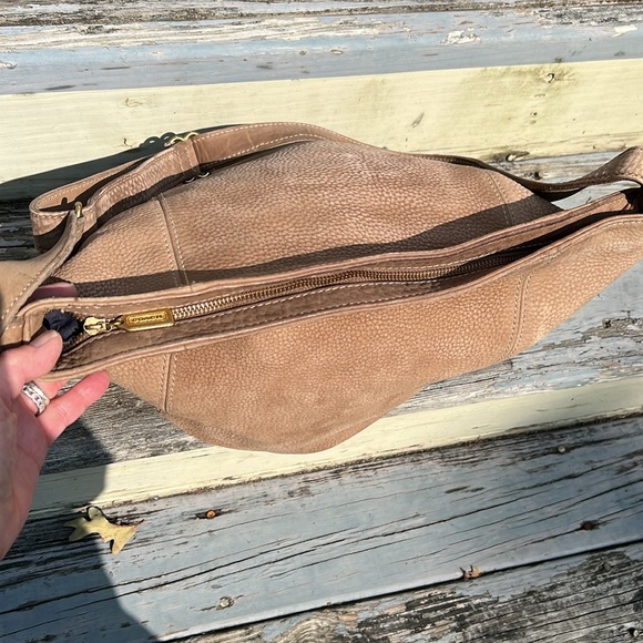 Coach Y2K Vintage Pebbled Leather Tan Tote Hobo Boho Hippie NuBuck Suede Handbag - Picture 13 of 16